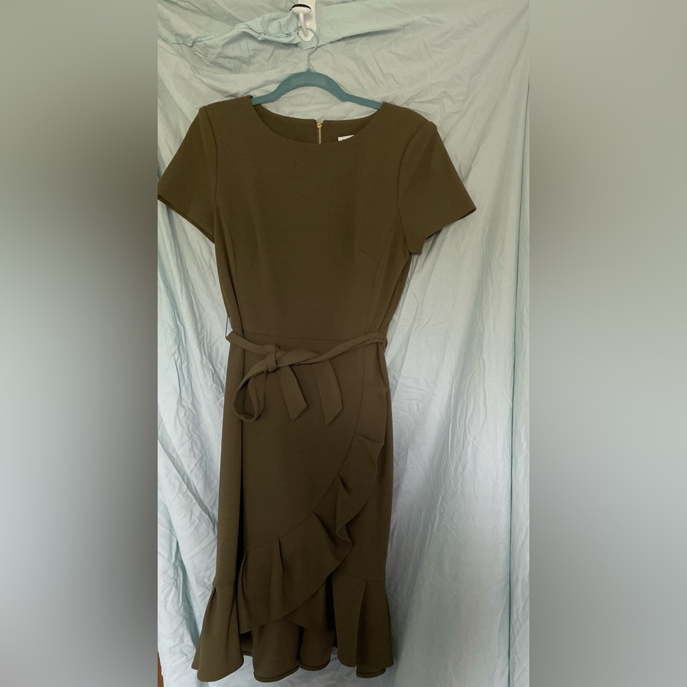 Calvin Klein army green dress.